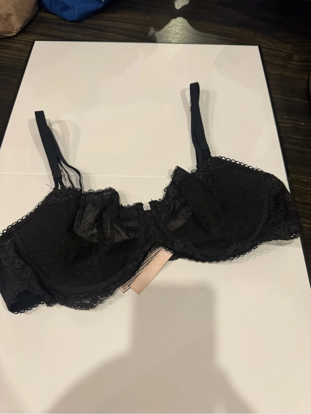 Victoria's Secret Black Lace Dot Underwire Bra